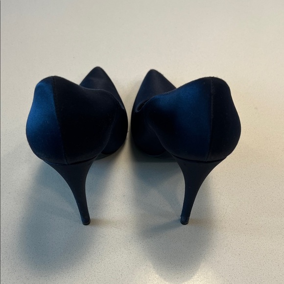 Saint Laurent Midnight Blue Satin Heels - Picture 4 of 11
